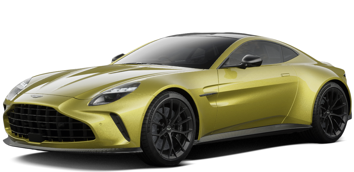 Aston Martin vantage gialla con sfondo bianco